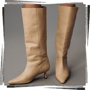 NWT: Minimalist Cream Leather Slip On Boots (EU 37)